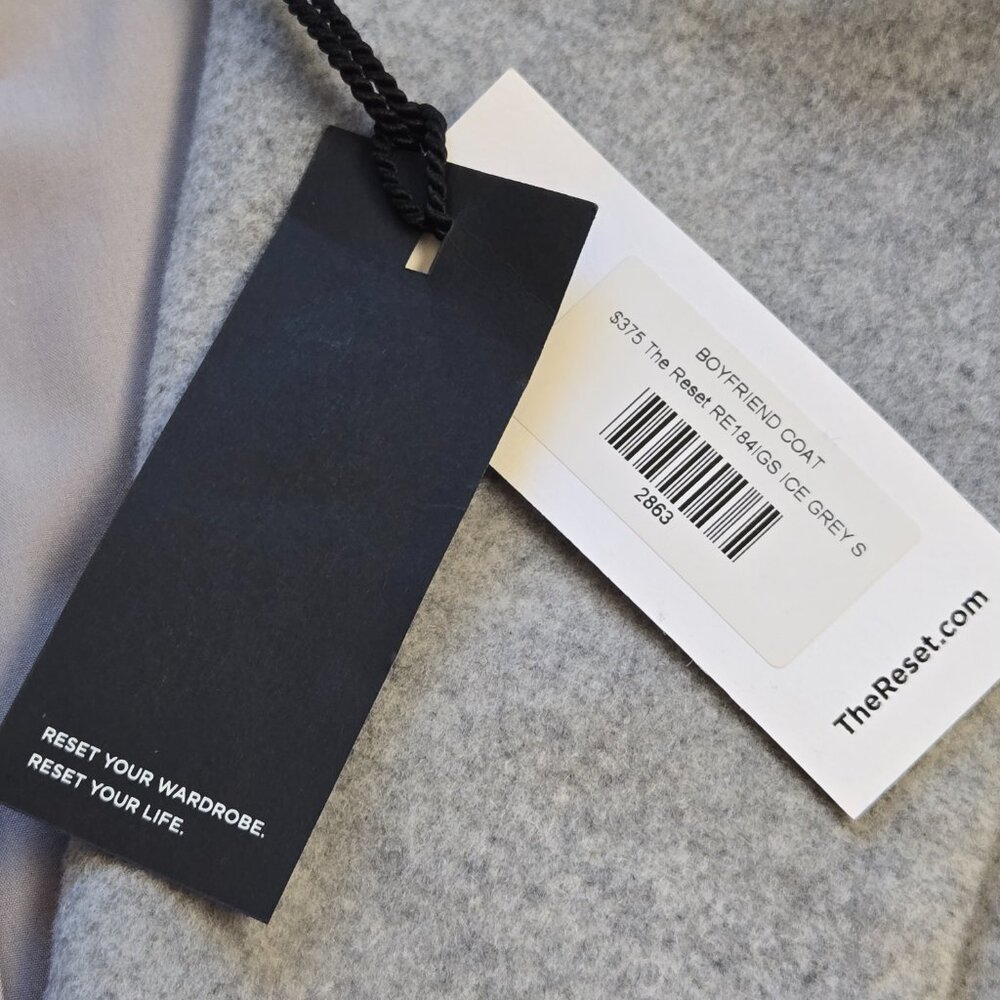 NWT Wool Angora Boyfriend Coat-The Reset R Label Ice Grey - Picture 7 of 14